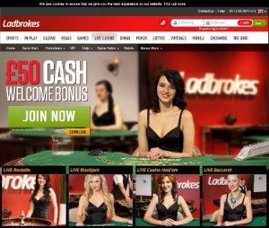 Play With £50 Cash at Ladbrokes Live Casino!